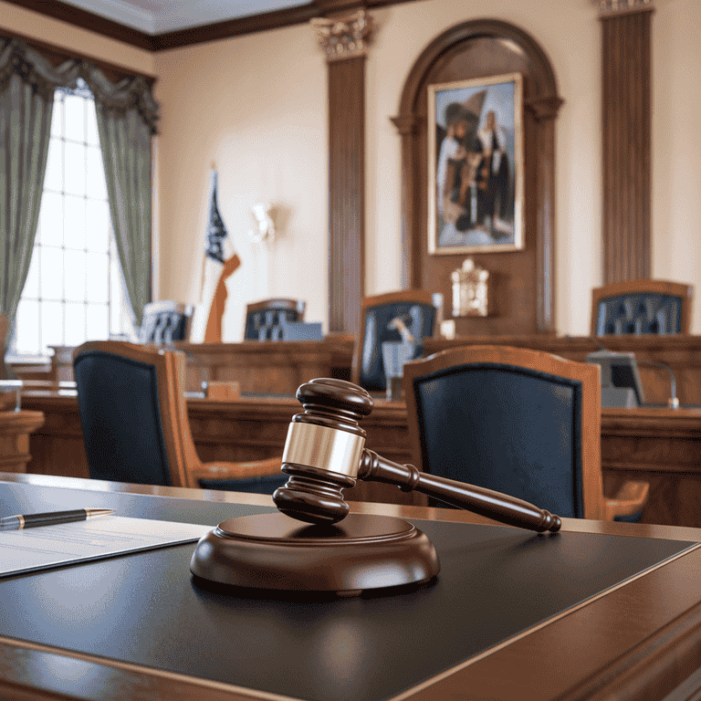 A gavel on a courtroom desk, representing the legal proceedings related to attempt crimes.