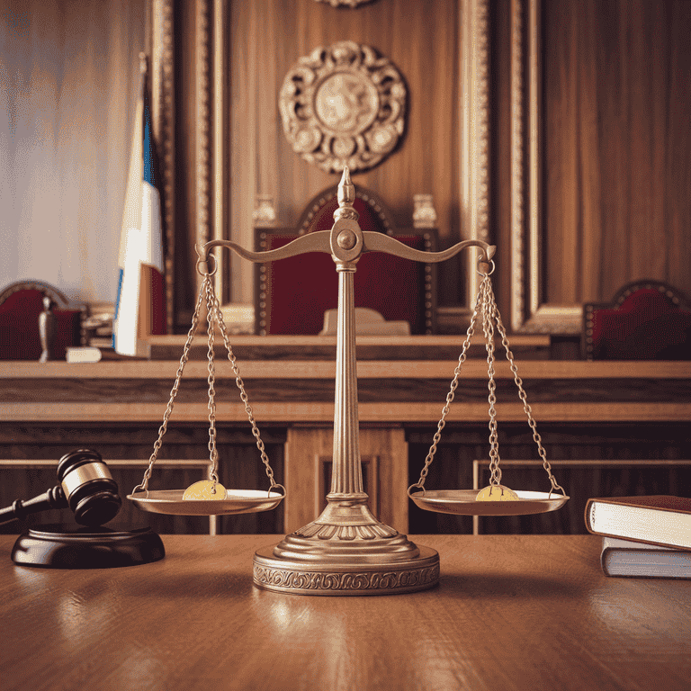 Scales of justice in an empty courtroom representing fairness in Nevada custody cases involving domestic violence.