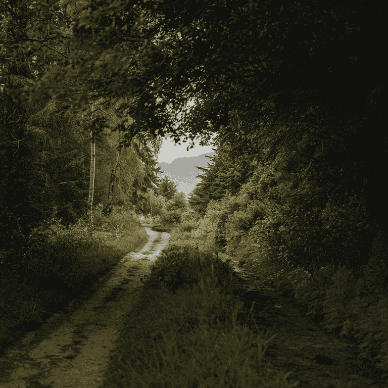 Contrasting paths in a forest symbolizing life choices