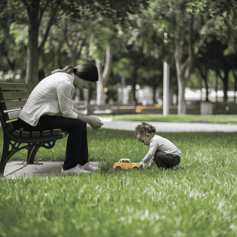 Parent and child enjoying a safe moment in a park, symbolizing the importance of safety in custody arrangements.