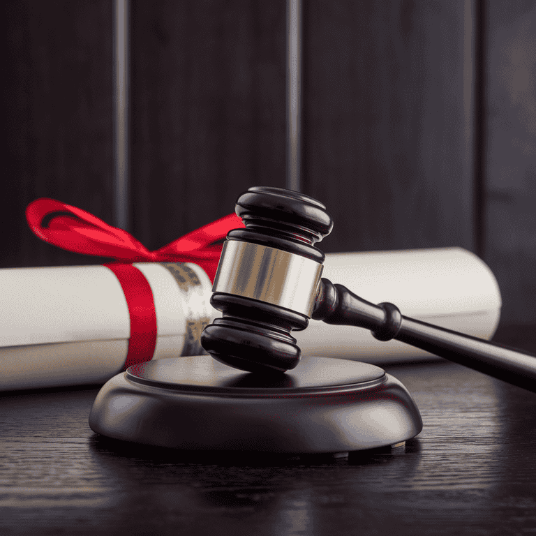 A gavel resting on legal documents, representing the pursuit of compensation in a reckless driving accident case.