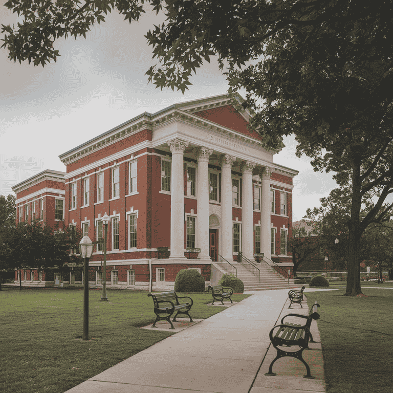 A local courthouse building representing the judicial system and its significance in the community.