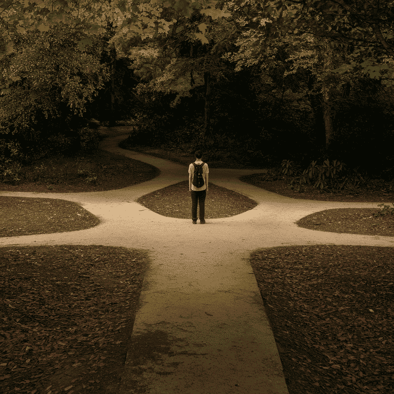 Person at a crossroads symbolizing post-divorce choices