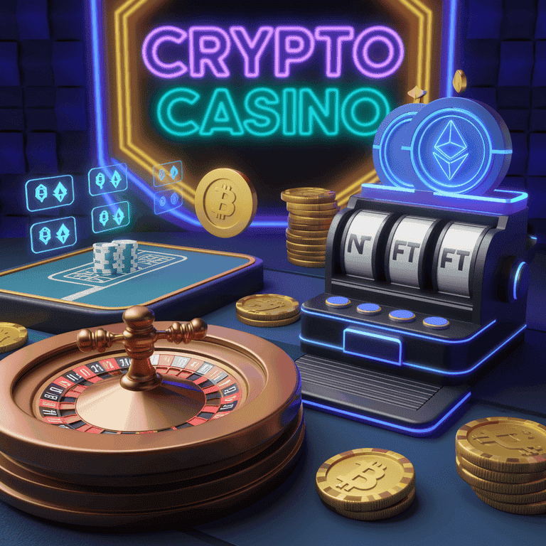 NFT gambling and digital assets integrated into a virtual casino environment.