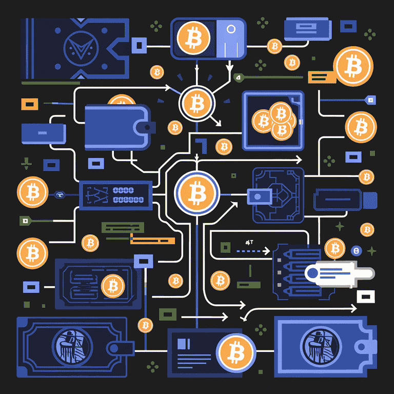 Flowchart showing traced Bitcoin transactions across various wallets and exchanges, illustrating a Bitcoin forensics case study.