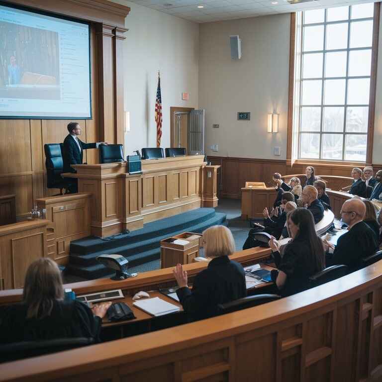 An attorney presenting a defense in a courtroom during a drug DUI case.