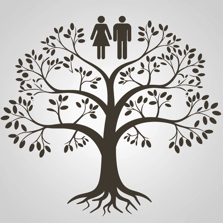 Family tree diagram illustrating various custody modification options