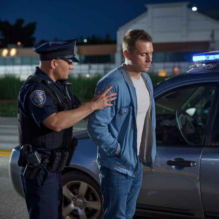 A police officer performs a sobriety test on a driver suspected of drug impairment.