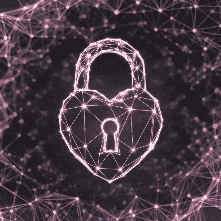 A locked padlock on a glowing digital network background, representing security and protection of online content.