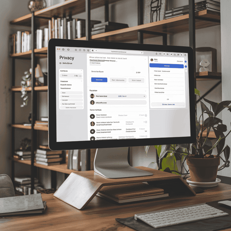 Computer screen showing privacy settings to help protect online presence and digital footprint.