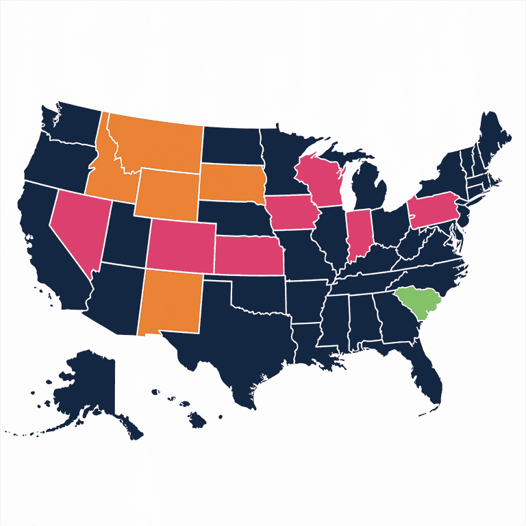 Colorful map of the United States illustrating diverse state cyberstalking laws