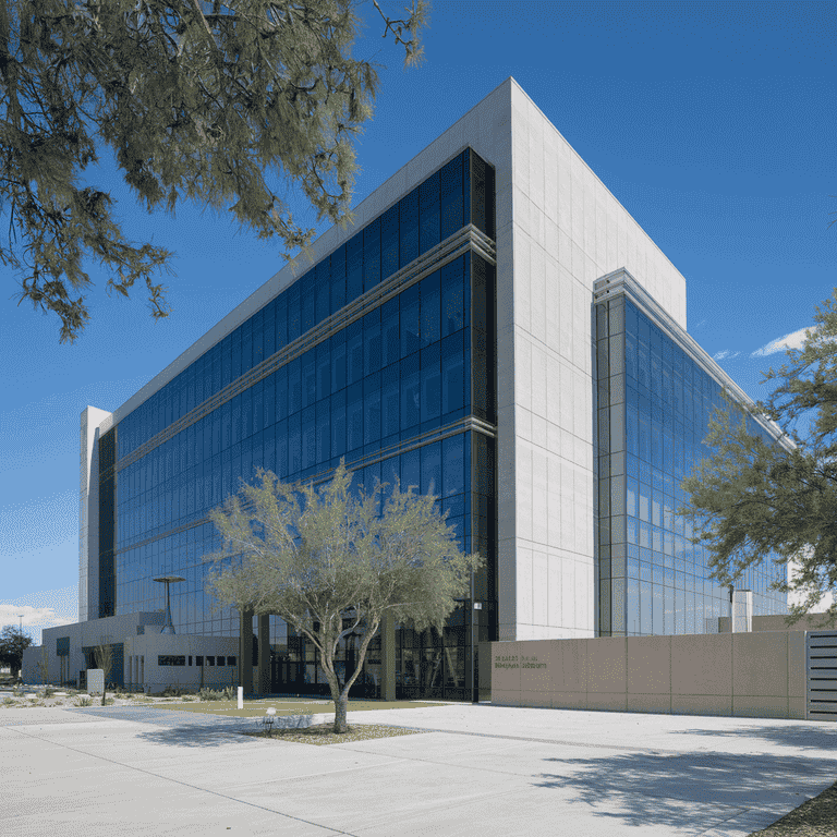 Las Vegas Regional Justice Center building exterior with blue sky