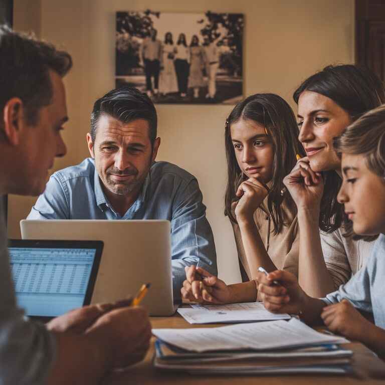 Family discussing estate planning documents together