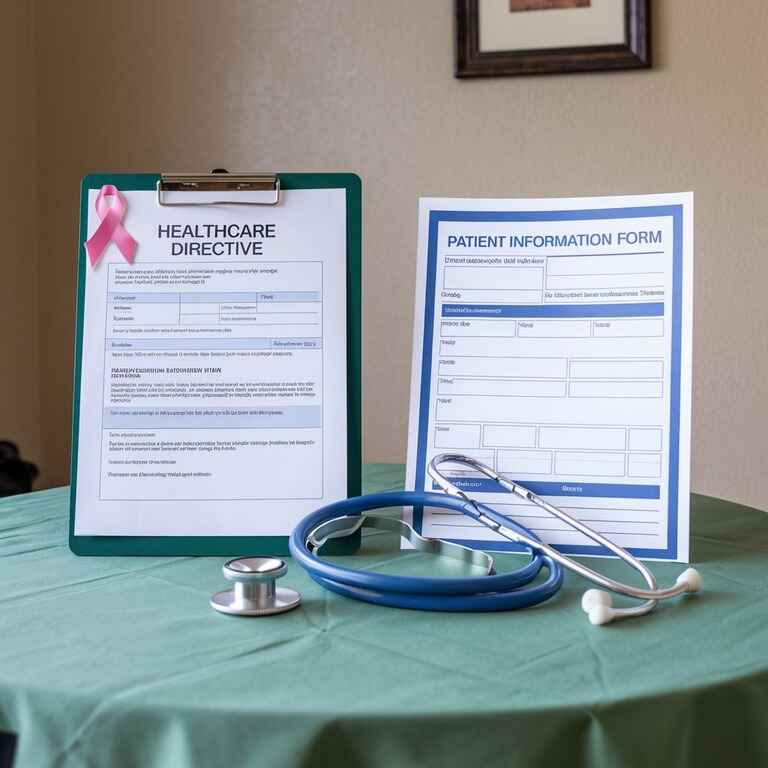 A healthcare directive document alongside medical tools like a stethoscope, emphasizing the importance of healthcare planning.