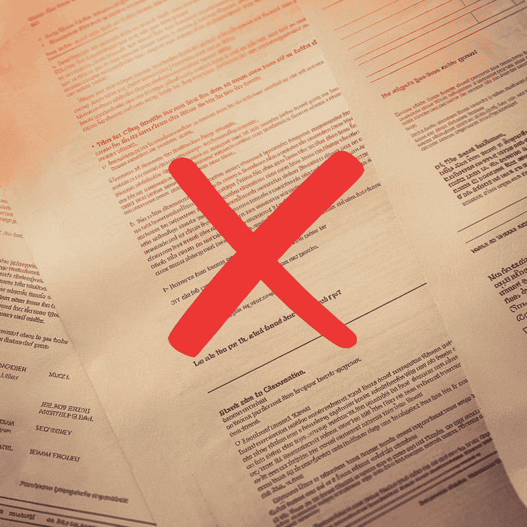 A legal document with a red 'X' marking a mistake, symbolizing common errors in estate planning.