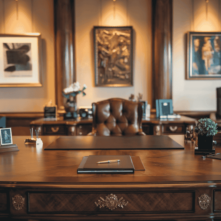 A trust agreement on a desk in a professional office setting, representing estate planning for high-net-worth individuals.