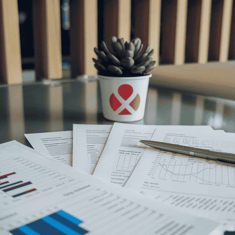 Financial documents and plant symbolizing philanthropy and estate planning.