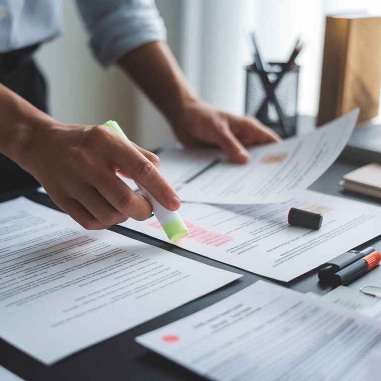 An individual organizing documents in preparation for an Alternative Dispute Resolution session in a personal injury case