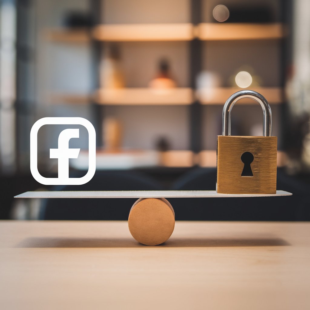 Scale balancing social media icon and a lock symbolizing privacy rights and evidence collection