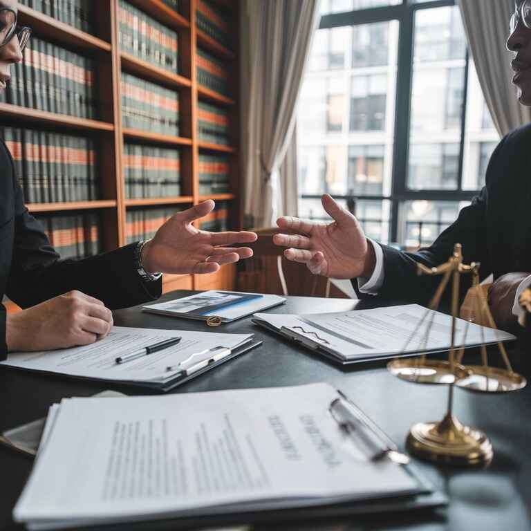 Estate planning attorney discussing documents with a client