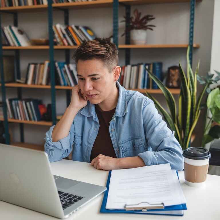 A young person reviewing estate planning documents on a laptop