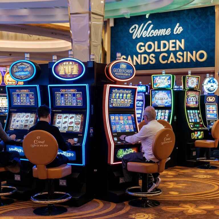 A view of a bustling casino floor with slot machines, illustrating the gaming environment where malfunctions may occur