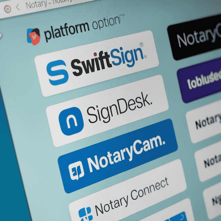 Choosing a remote notary service platform in Nevada displayed on a computer screen