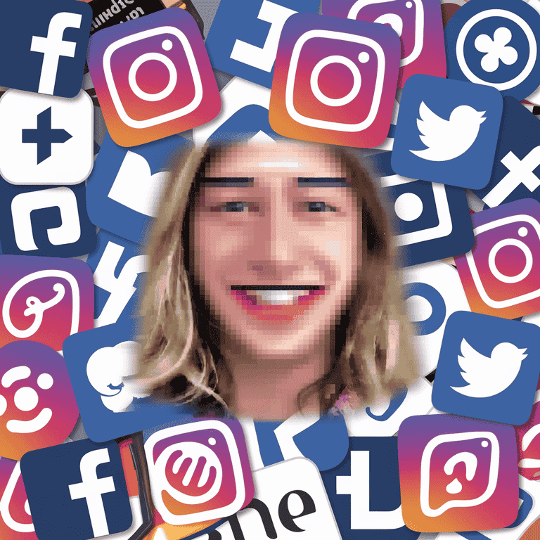 A blurred altered image surrounded by social media platform logos, representing deepfake content on social media