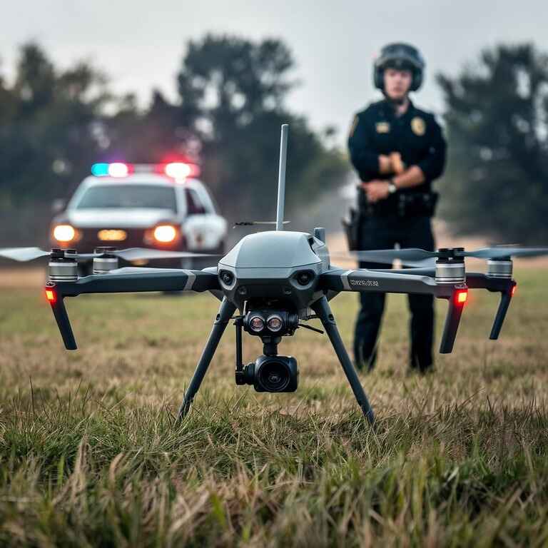 A drone pilot next to their drone with law enforcement nearby, representing steps to take if issues arise while flying in Nevada