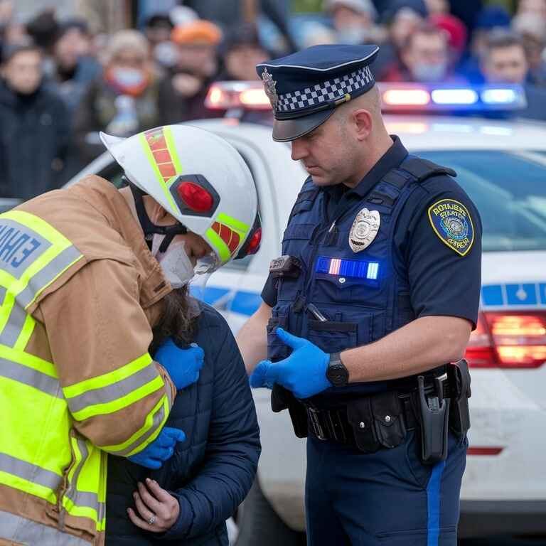 Emergency responder helping a person at an accident scene in Nevada