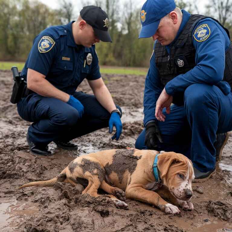 Police and animal control officers working together to investigate an animal cruelty case