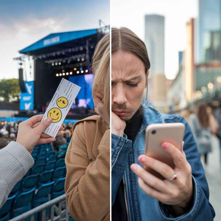 A buyer with a valid event ticket and a seller looking at a ticket resale platform, illustrating the impact of scalping laws