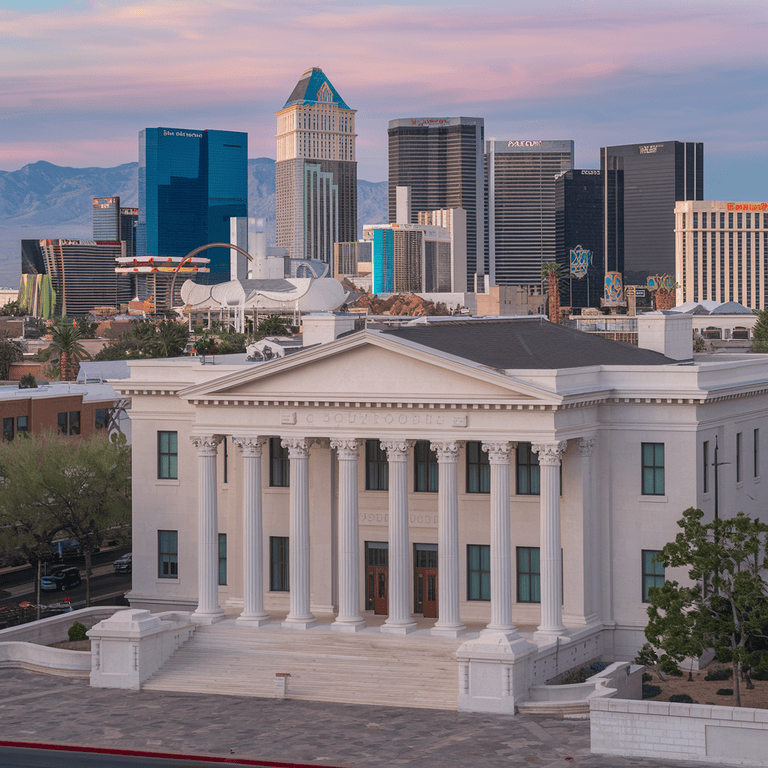 Courthouse in Las Vegas, representing potential legal penalties for criminal pranks.