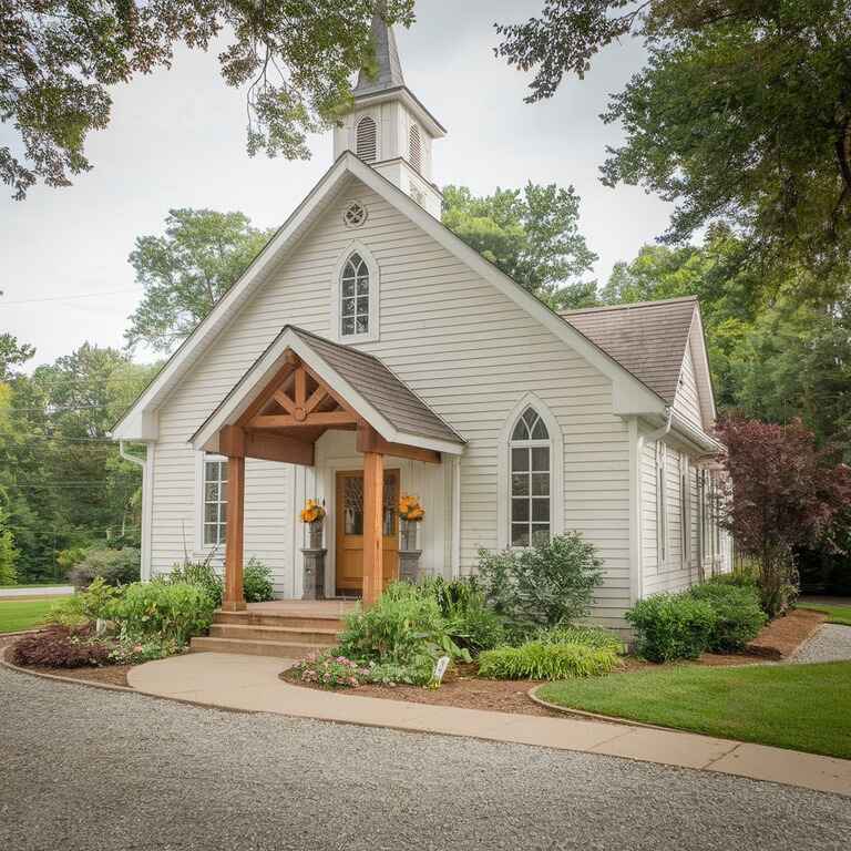 Wedding chapel exterior with pristine grounds and a welcoming entrance, symbolizing a well-maintained and protected business