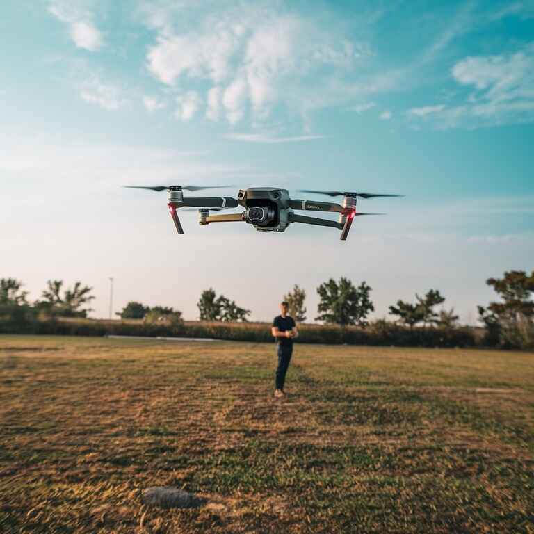 A drone taking off from an open field, ready for a legal and safe flight in Nevada.