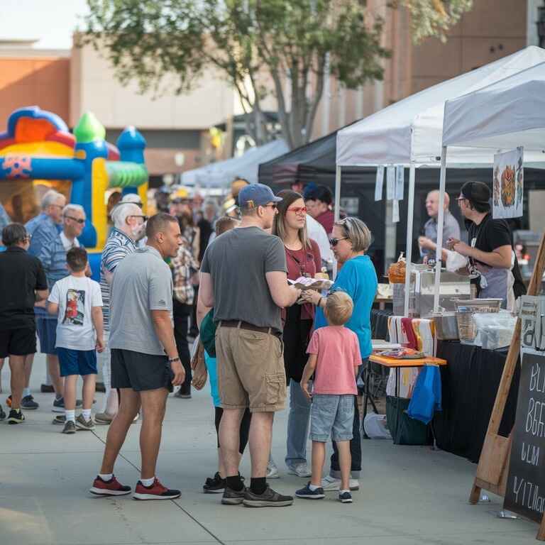 A Nevada community event with people interacting peacefully, symbolizing varying perceptions of open carry