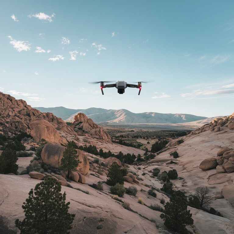 A drone flying over the Nevada desert landscape, highlighting the state’s wide-open spaces