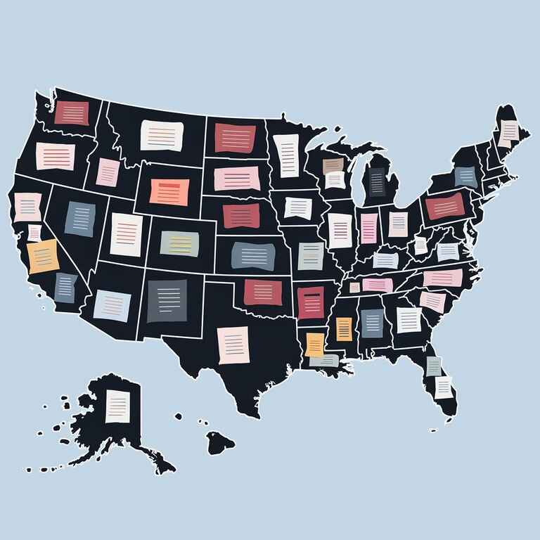 U.S. map with legal documents representing the complexity of unavoidable multi-state probate