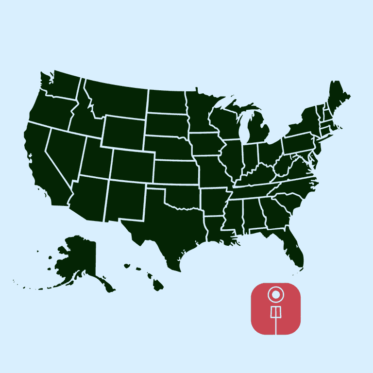 A map showing states with red-light camera programs across the U.S.