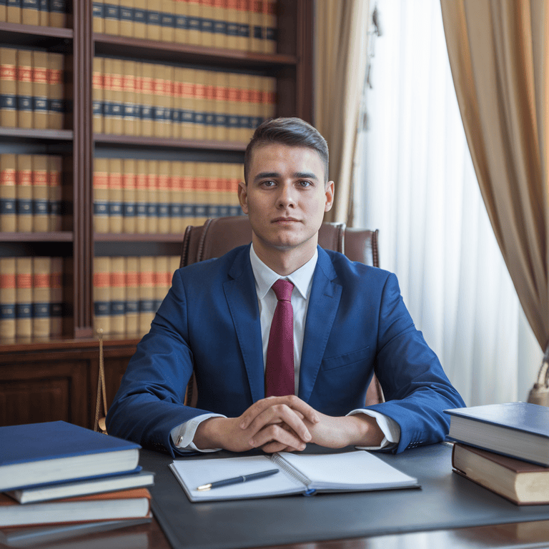 Personal injury attorney reviewing legal documents with a client in an office.